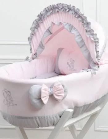 Couffin matelassé - Collection Baby Minnie - Gris & Rose